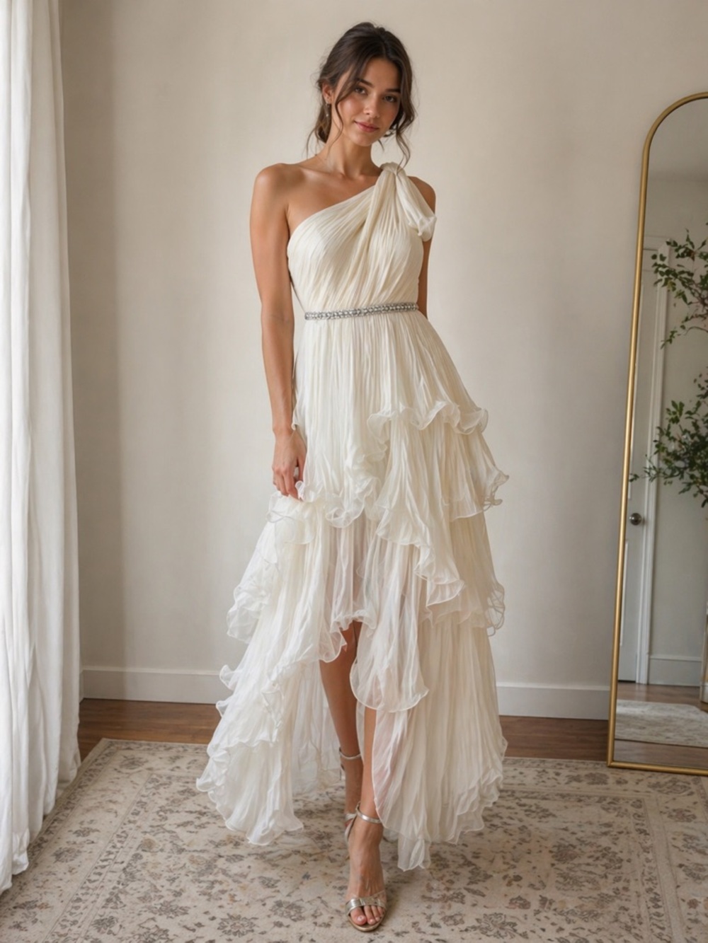 MAC DUGGAL TIERED RUFFLE DRESS